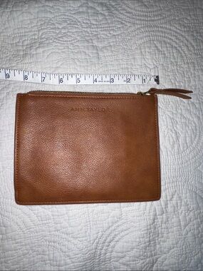 Ann Taylor Tan Leather Zip Pouch Wristlet